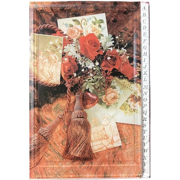 Vintage Russ Berrie Address Book 5.25 X 3.5 Plastic Cover Cards Flowers NWOT - Picture 1 of 4